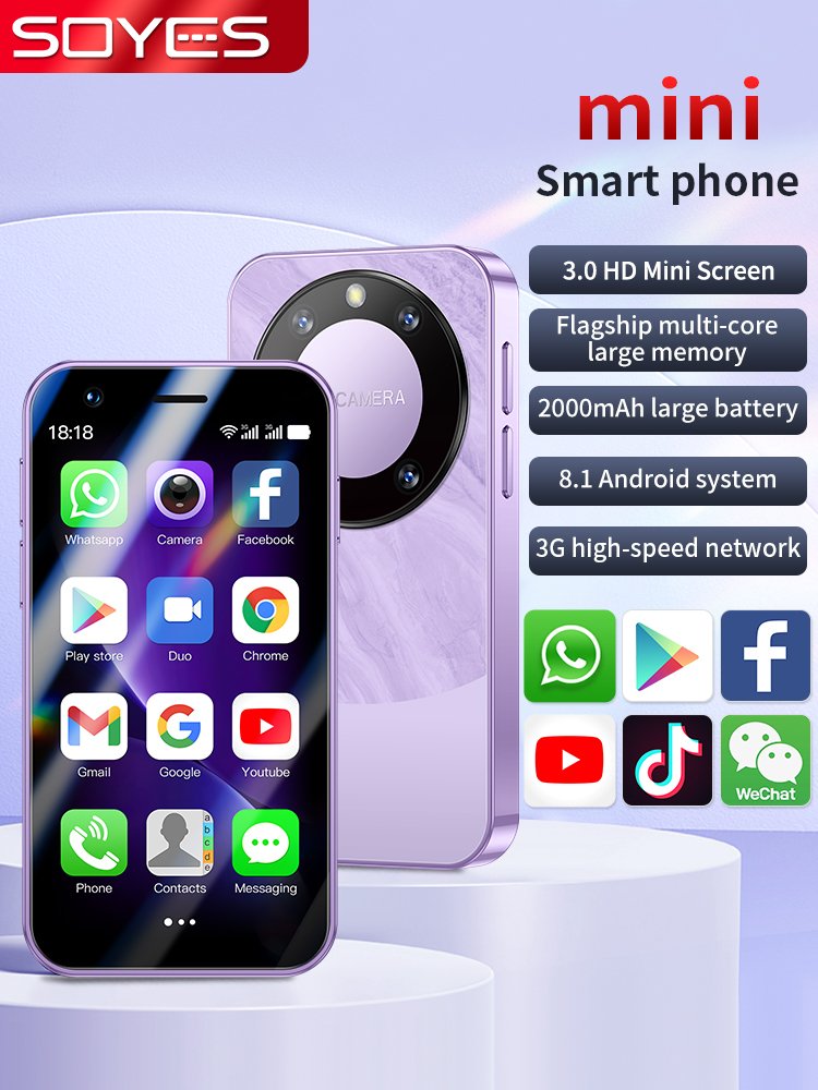 SOYES F8Pro Max 3G Mini Smartphone 3.0 Inch WiFi GPS RAM 1GB ROM 16GB Quad Core Android 8.1 Card Cell Phones